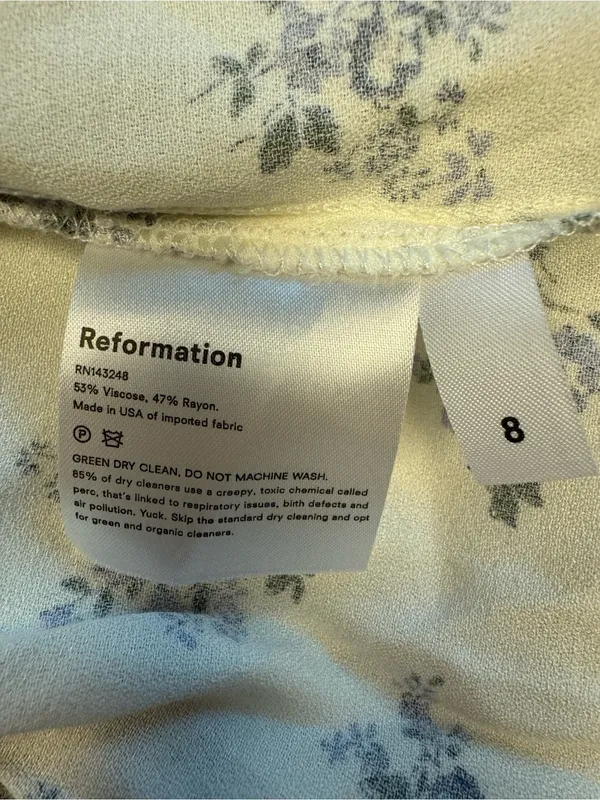 Reformation Posie Midi Dress Theresa Print Blue White Floral Size 8 EUC - Image 5