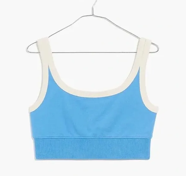 Madewell Terry Ribbed Bralette Crop Top Blue Athleisure Active Casual XS NWT - Image 5