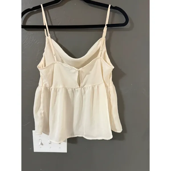 American Eagle Cream Cowl Neck‎ Peplum Camisole Top Adjustable Straps Small - Image 6