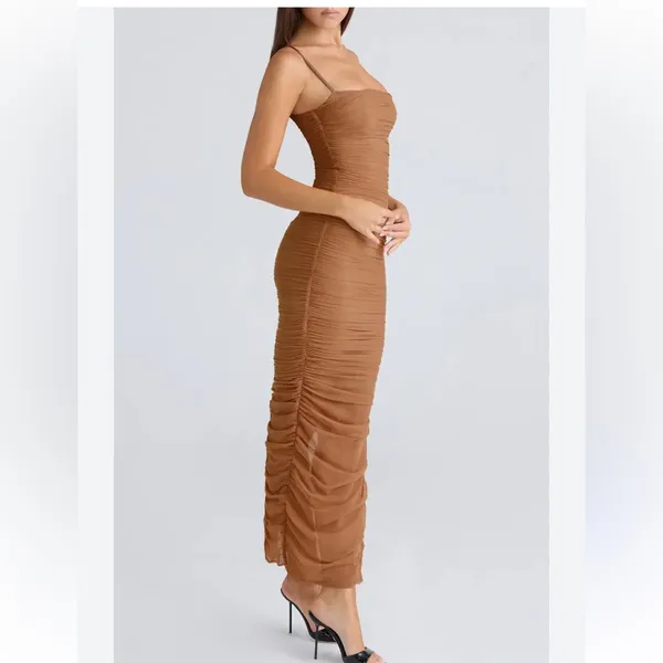 House of Cb Fornarina Ruched Mesh Maxi Dress - Image 4
