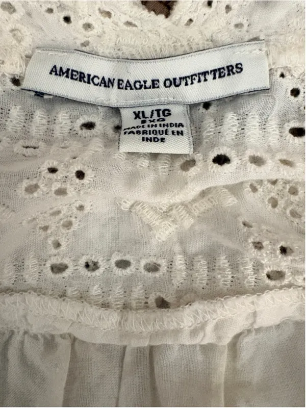 American Eagle Outfitters Eyelet Tank Top Women's Size XL White - Image 5