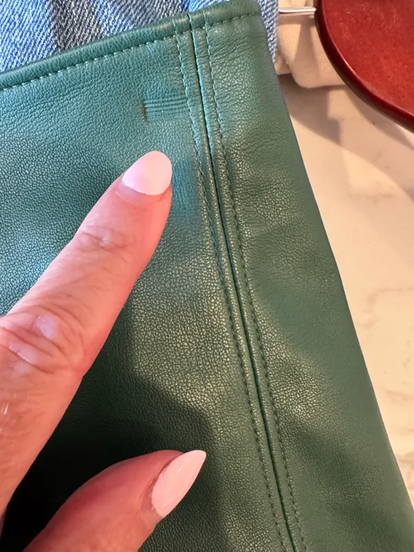 Hollister Dark Green Vegan Leather Mini Skirt High Waisted M - Image 5