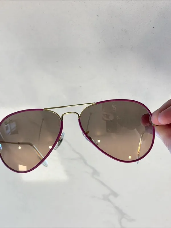 Ray Ban Aviator Full Color Pink & Gold 58mm - Image 4