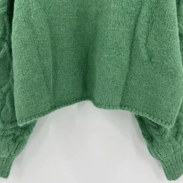Vici Siarah Green Cable Knit Sweater Women's XL Crew Neck Ribbed Cozy Oversized‎ - Image 8