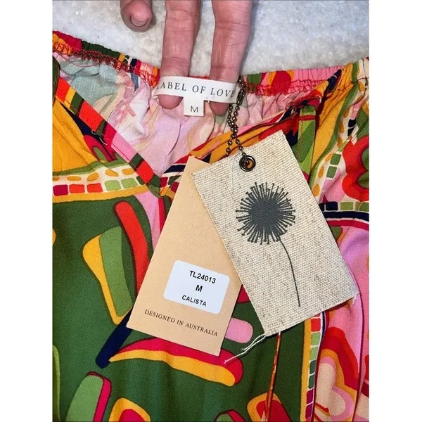 Label of Love Calista Off Shoulder Maxi Dress M NWT Tropical Boho Resort - Image 4