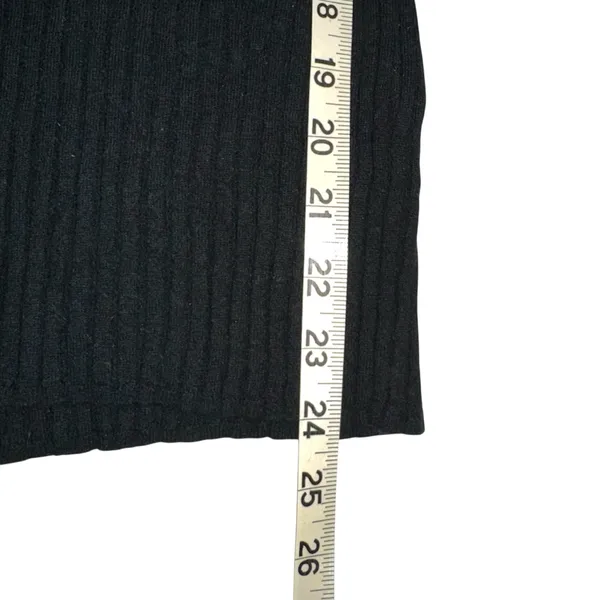 Loulou Studio Socotra Wool Cashmere Black Ribbed Short Sleeve Polo Top MEDIUM - Image 9