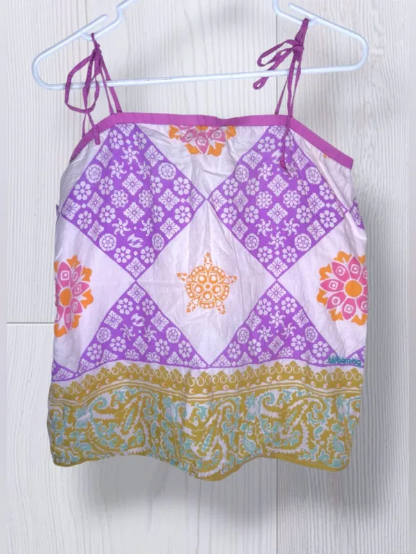 BILLABONG Boho Mandala Tile Printed Cami | Purple Yellow Tie Shoulder Top - Image 3