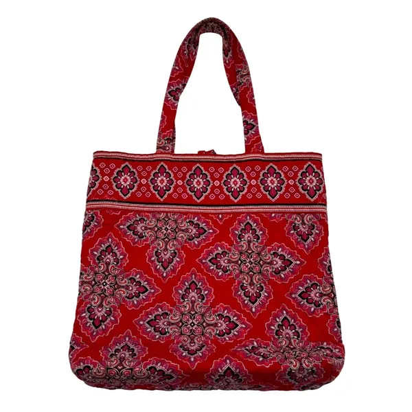 Vera Bradley Frankly Scarlet Quilted Tote Bag Red Paisley Travel Tote - Image 3