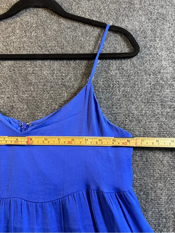 Naked Zebra Royal Blue Tiered Mini Dress Size Medium Summer Boho Cottage Core - Image 5