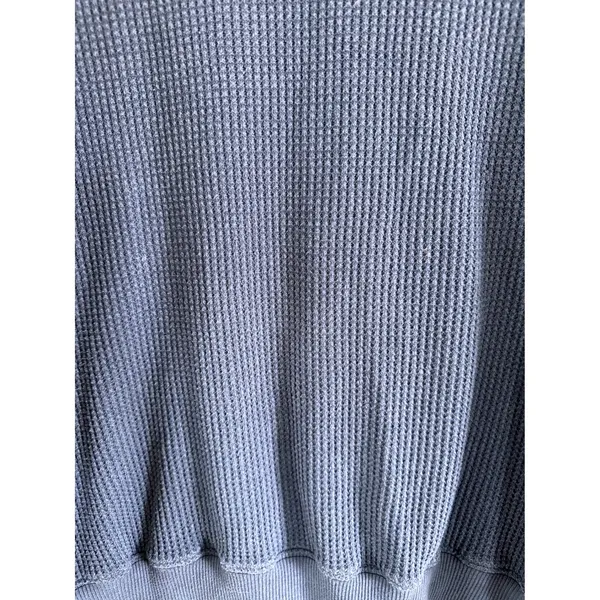 Aerie Blue Waffle Knit Crewneck Thermal Oversized Sweatshirt Medium - Image 5