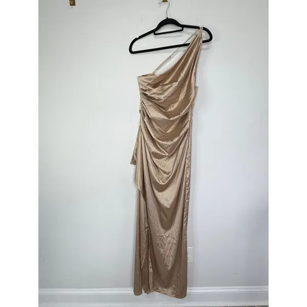 NEW Babyboo Ariel Maxi Dress Champagne Size Large Cocktail Gown - Image 3