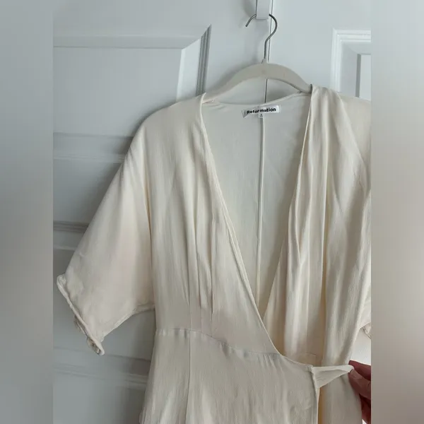 Reformation‎ Winslow Wrap Dress White Ivory Size S - Image 6