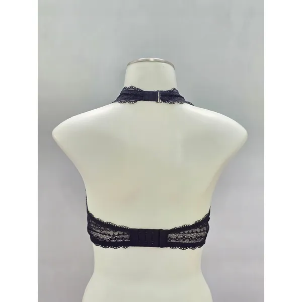 Black Halter Whimsy Romantic Boudoir Bridal Cottage Lingerie Lace Bralette Small - Image 4