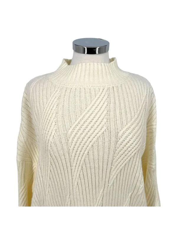 Market & Spruce Shaker Mock Neck Sweater Cream Size XXL NWT Minimalist Luxury - Image 2