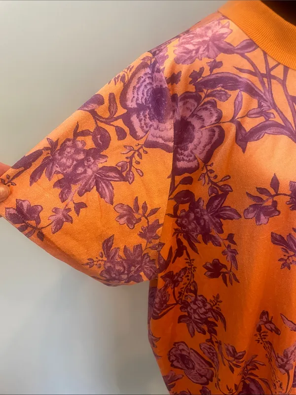 Oversized orange with purple flowers super fun dress - Image 2