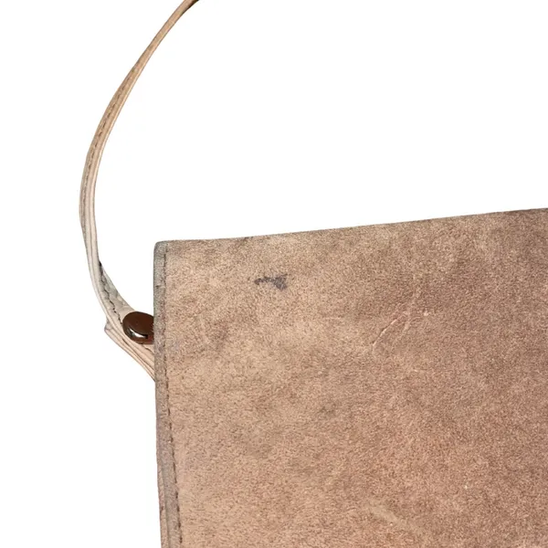 Vintage Rectangular Shoulder Bag Purse Taupe Suede Boho Chic Western Retro Black - Image 7