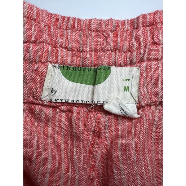 Anthropologie Beachcomber Embroidered Striped Linen Shorts Size M Drawstring - Image 5