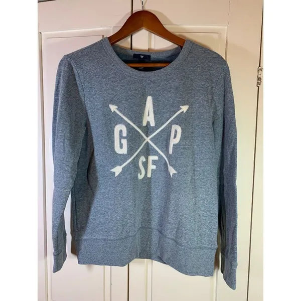Gap San Francisco CA Sweatshirt‎ Women's Medium Blue Pullover Spellout Compass - Image 3