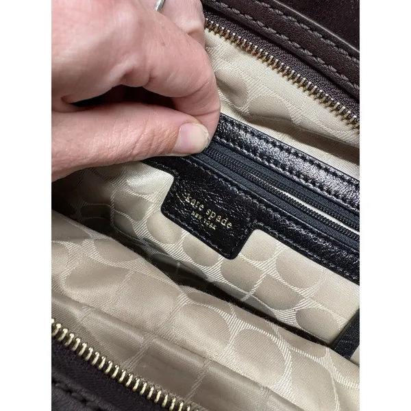 Kate Spade Rare Brown/Black Leather Turn Lock Shoulder Bag Purse With Dust Bag - Image 8