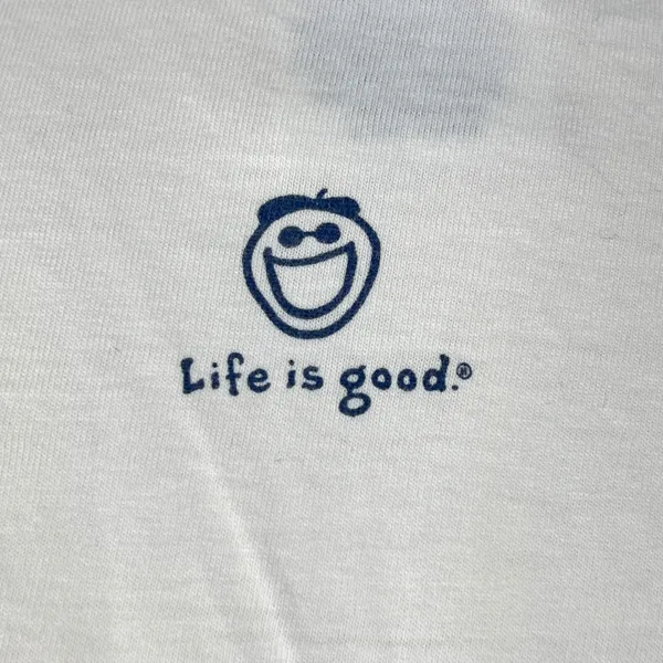 Life is Good Womens White Cotton Long Sleeve Holiday Dog Graphic Tee Shirt S - Image 6