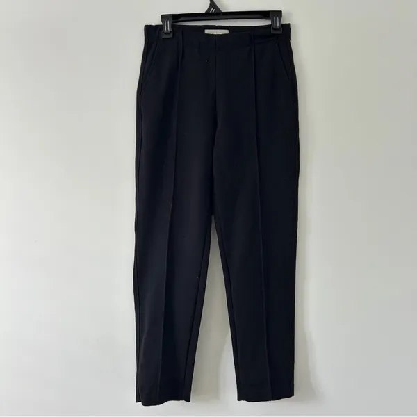 Everlane The Dream Pant Slim Straight Pintuck Pull On Pants Neutral Black S - Image 2