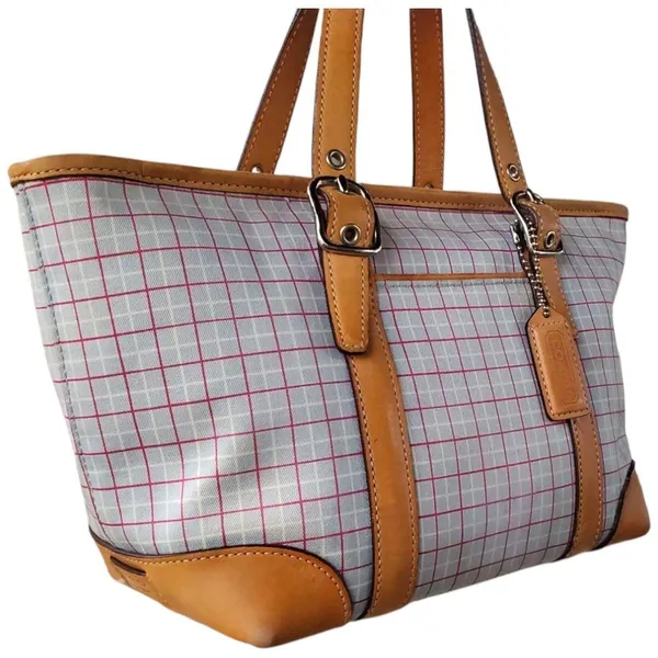 Coach - Plaid Tote Bag with Tan Accents & Hangtag - Image 10