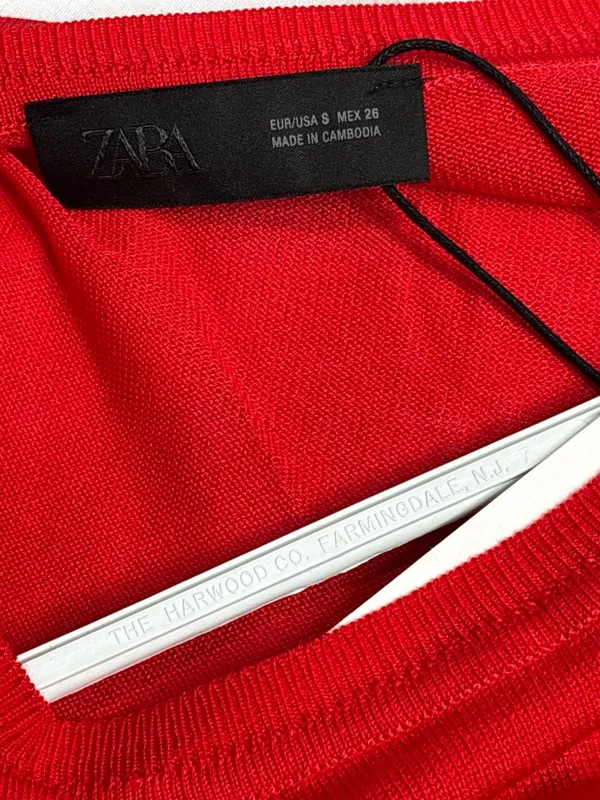 Zara Red Fine Knit Long Sleeve Crew Neck Sweater Size S NWT - Image 4