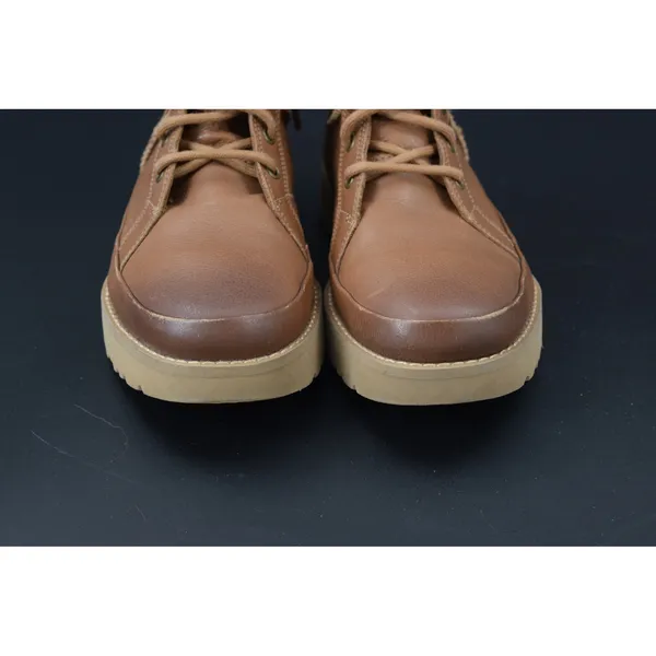 UGG Deconstructed Lace Leather Side Zip Boots Women Brown Good Size 6 Toe Round - Image 5