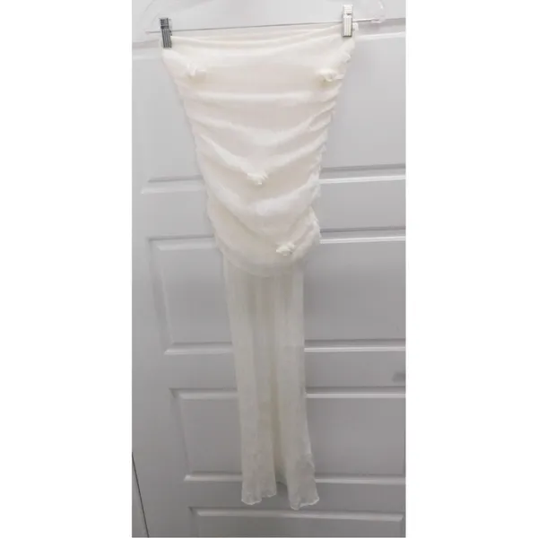 Meshki 2 Piece Set White Stretchy Knit Top And Long Maxi Skirt sz S - Image 5