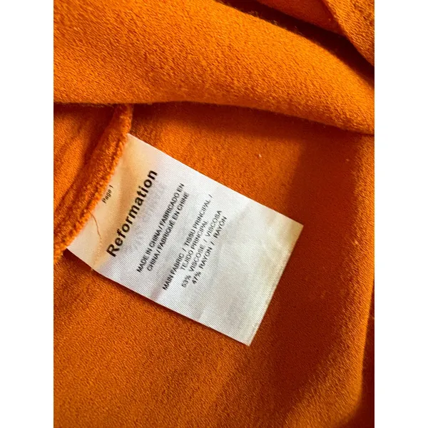 Reformation Marlowe mini dress In Orange‎ Size Large Side Slit - Image 5