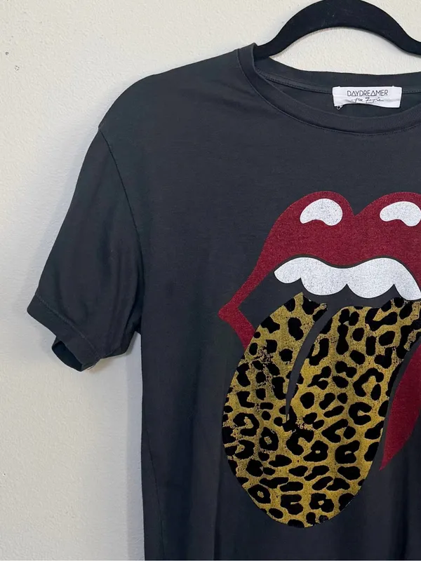 DAYDREAMER X Anthropologie Rolling Stones Band Tee Leopard Print Size XS - Image 3