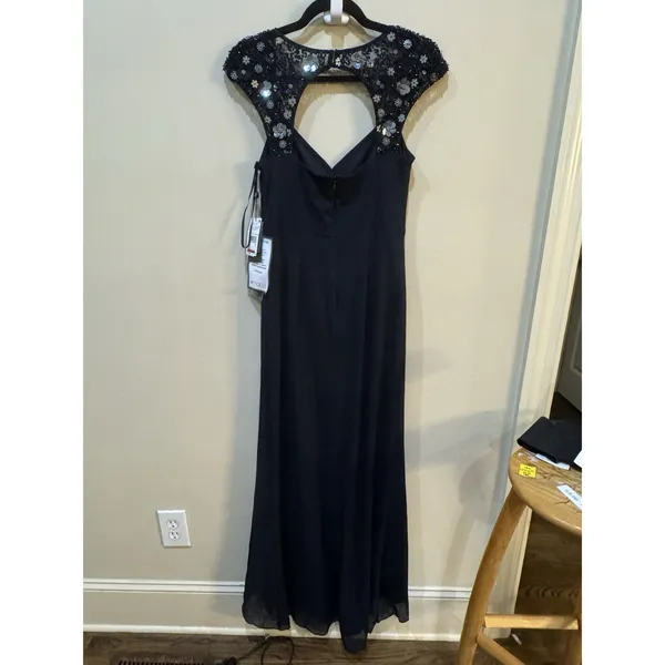 The Adrianna Papell beaded yoke chiffon gown Blue Size 4 - Image 5
