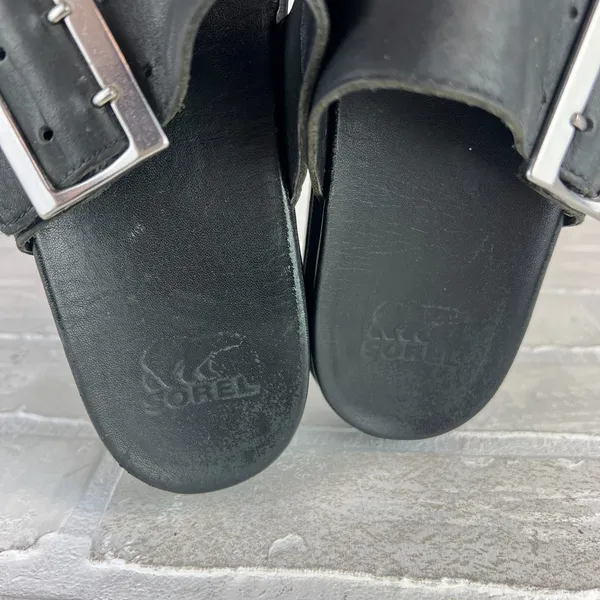 SOREL Roaming Buckle Sandals Womens 7.5 Black Platform Double Strap Slip On - Image 10