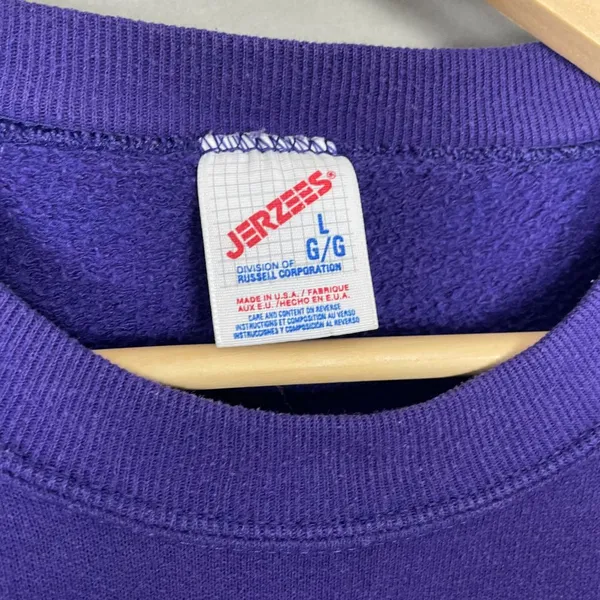Vintage 90s Sweatshirt Seashells Glitter Gold‎ Ocean Women Size Large Purple Top - Image 7