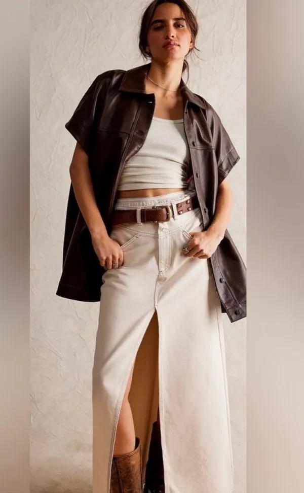 Free people We The Free Come As You Are Denim Maxi Skirt Sz 6 - Image 3