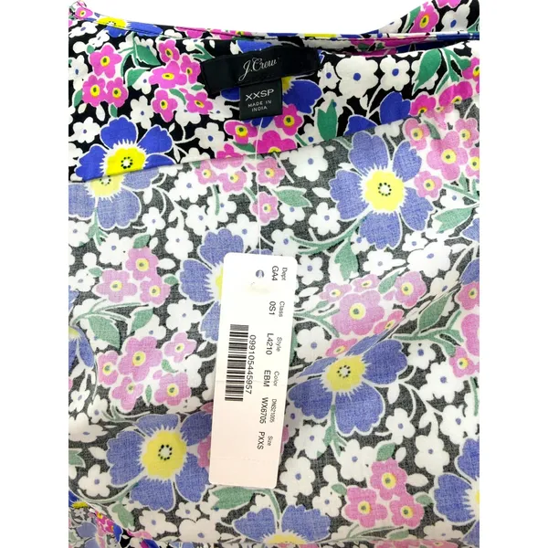 J.Crew Women XXSP Floral Wrap Midi Dress Cap Sleeve Blue Pink Yellow‎ New L4210 - Image 6