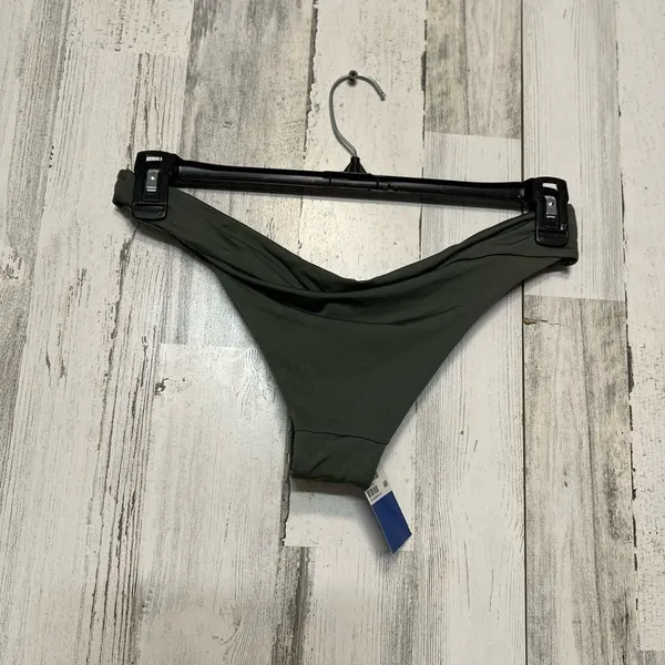 H&M Olive Green Bikini Bottom Medium Low Rise Tanga Minimal Swim Bottom - Image 3
