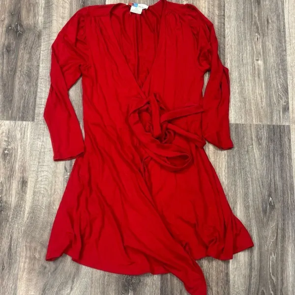 Free People Beach Red Wrap Tie Dress Women’s Large - Image 2