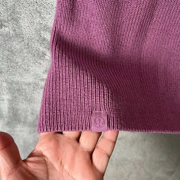 Lululemon Merino Wool Blend Ribbed Crewneck Sweater Purple 8‎ Cozy Chunky Knit - Image 4