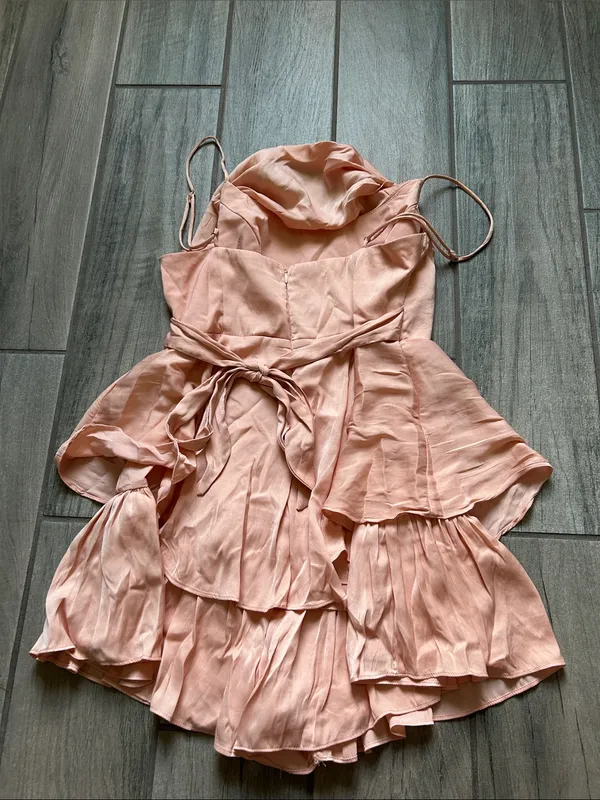 Selfie Leslie Peach Ruffle Tiered Romper - Image 3