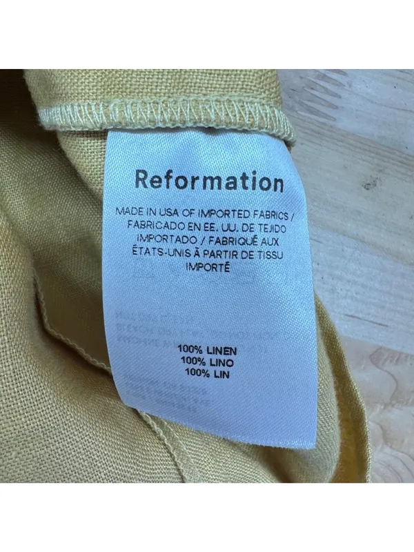 Reformation Kerrigan Linen Mini Dress Ruched Side Tuscan Sun Yellow Size 4 - Image 9