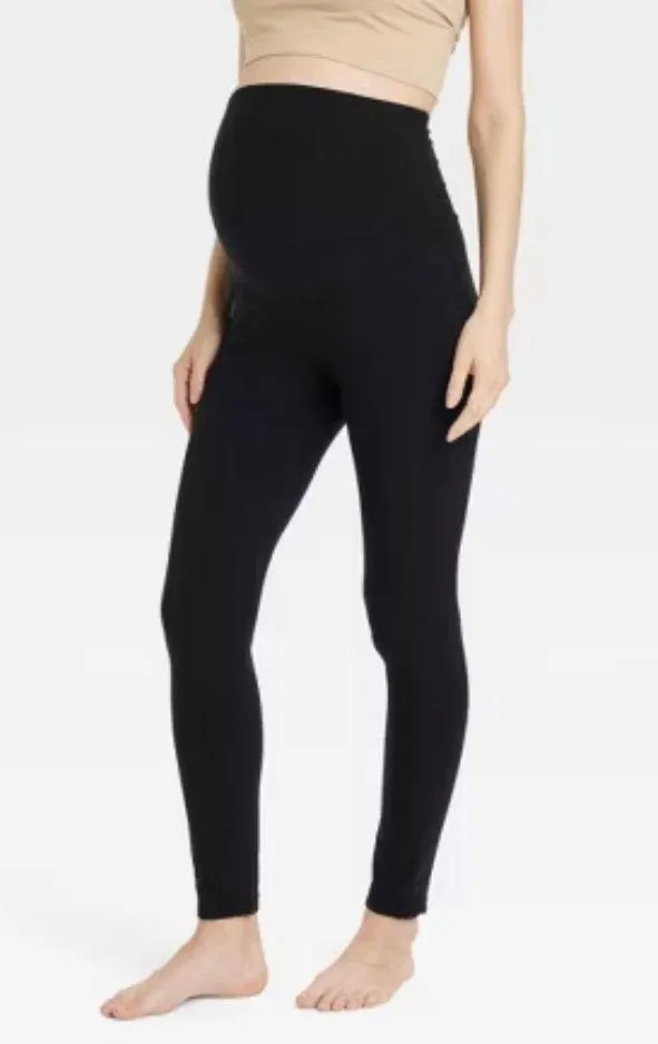 Isabel Maternity Over Belly Knit Maternity Leggings - by Ingrid & Isabel™ Black - Image 3