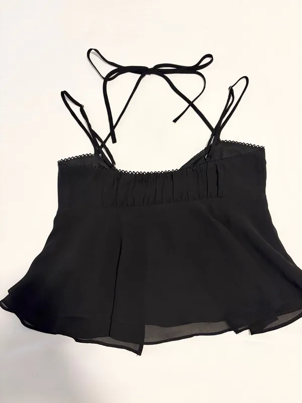 Victoria + Sophia black strappy tie-front tank - Image 5