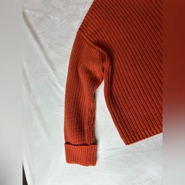 French Connection Womens burn Orange Knit Long Sleeve Sweater Stretch Top Size M - Image 4