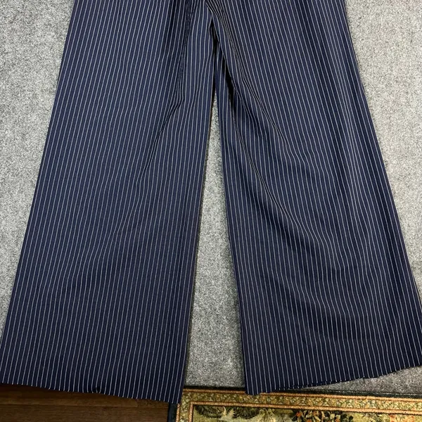 Princess Polly Navy Blue Pinstripe Wide Leg Trousers High Waist Size US 4 - Image 12