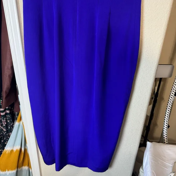 Liz Claiborne 100% Silk Midi Dress Purple‎ sz 14 side slit formal prom romantic - Image 14