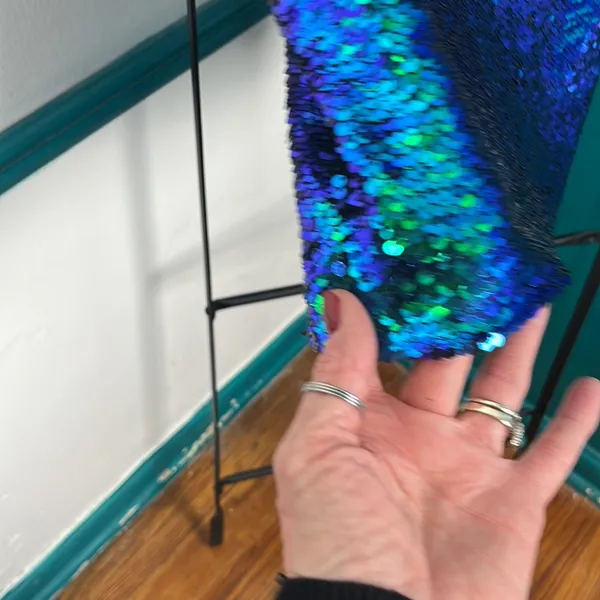 Blue and green iridescent, sequin dressy sexy, mermaid, pencil skirt - Image 5
