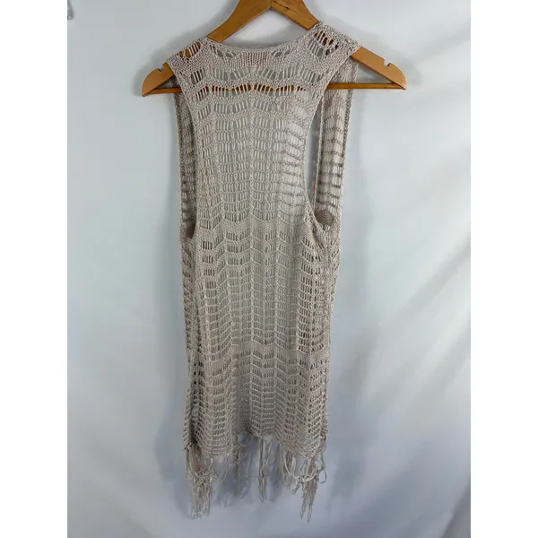 Mossimo Crochet Knit Boho Festival Longline Cardigan Vest Size XS - Image 4