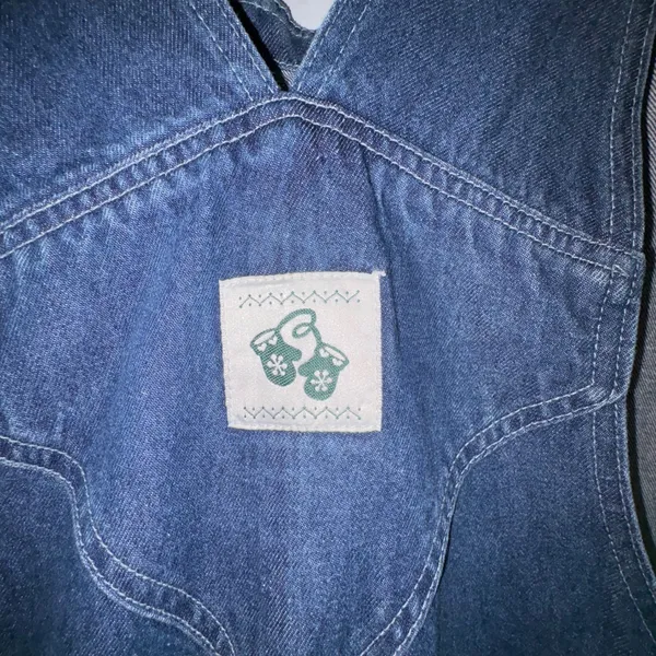 Vintage Disney Winnie the Pooh Eeyore Denim Overalls Blue Snowflake Embroidered - Image 8
