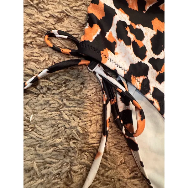 Womens‎ Leopard Print High Waist Bikini Bottoms Size Small Side Ruched Swim - Image 3